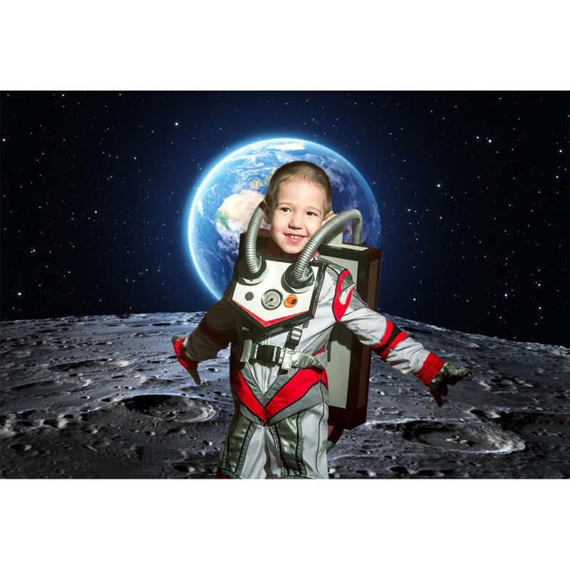 Baocicco 7x5ft Vinyl Cosmic Sky Backdrop Galaxy Photography Background Blue Earth Seen from The Moon Surface Mysterious Stars Boy Room Indoor Decors Wallpaper Children Adults Portrait Photo Studio - Image 4